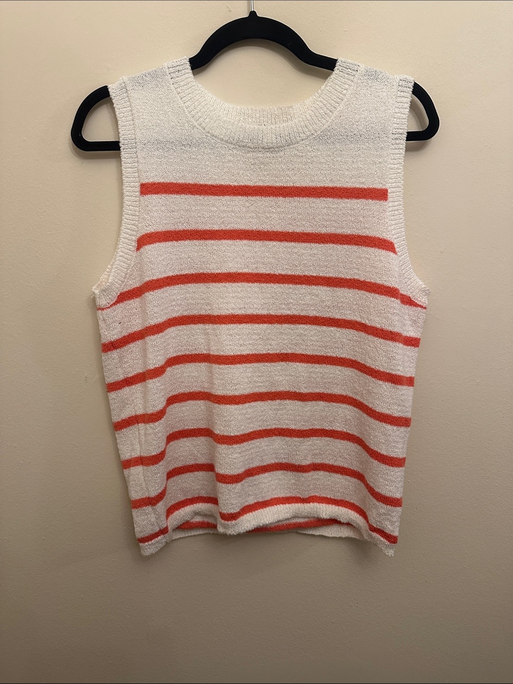 Kut from the Kloth White Sleeveless Tank Terry Cloth Knit Coral Stripes Sz XL